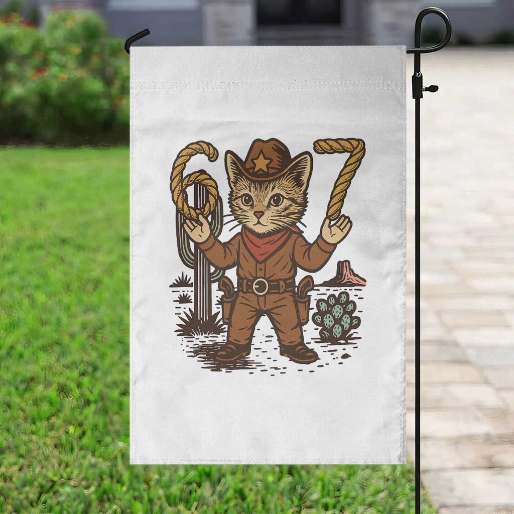 Funny Cowcat Six Seven Meme Garden Flag Gen Alpha 67 Trend Gift - Wonder Print Shop