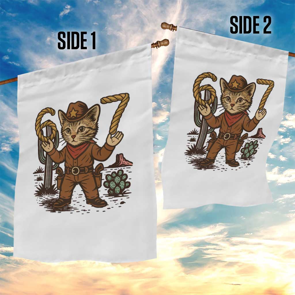 Funny Cowcat Six Seven Meme Garden Flag Gen Alpha 67 Trend Gift - Wonder Print Shop