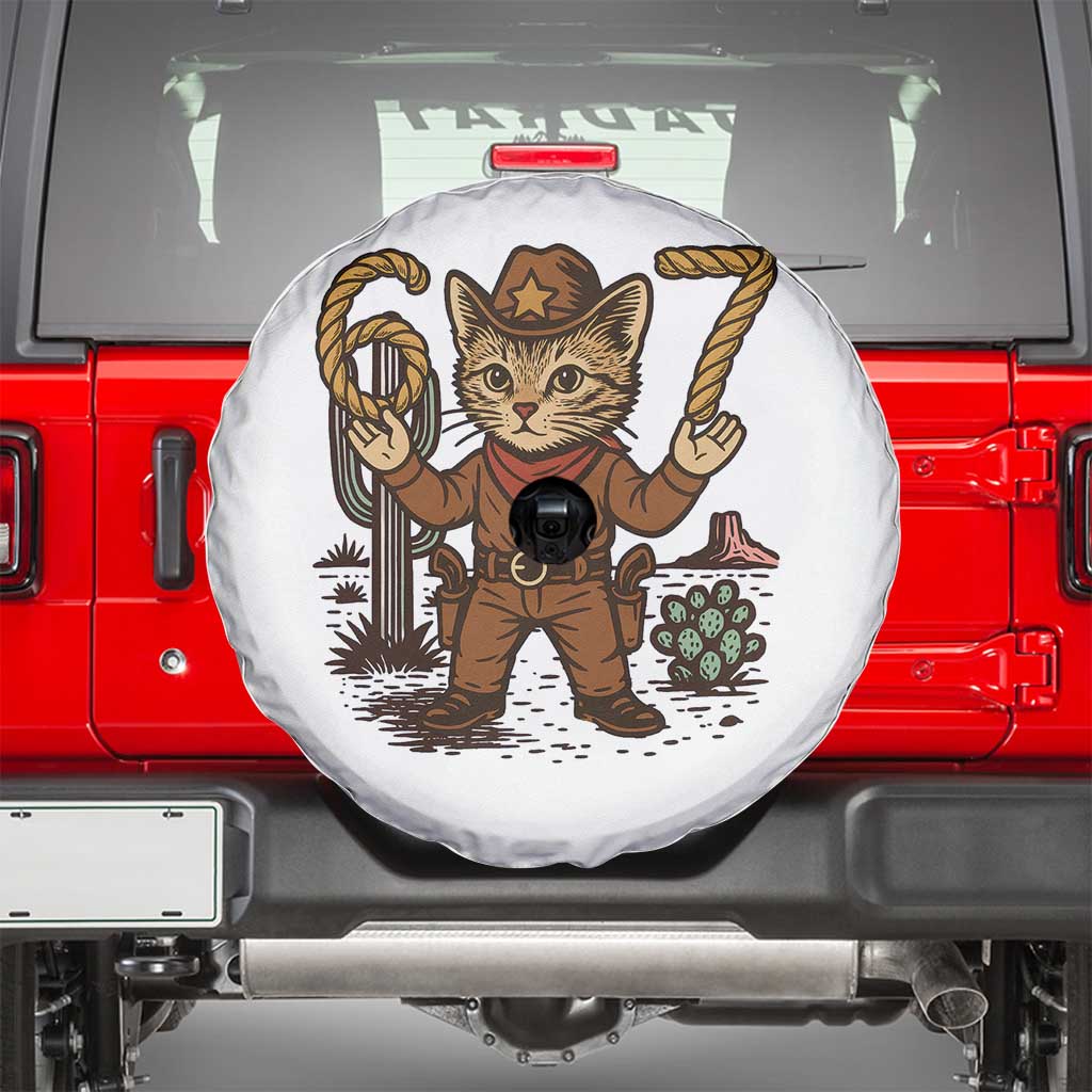 Funny Cowcat Six Seven Meme Spare Tire Cover Gen Alpha 67 Trend Gift - Wonder Print Shop