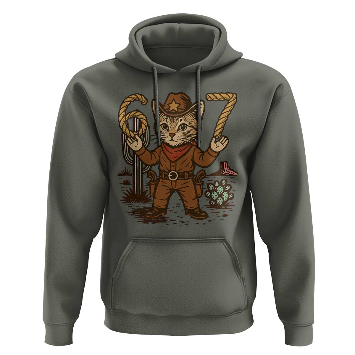 Funny Cowcat Six Seven Meme Hoodie Gen Alpha 67 Trend Gift - Wonder Print Shop