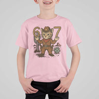 Funny Cowcat Six Seven Meme T Shirt For Kid Gen Alpha 67 Trend Gift - Wonder Print Shop