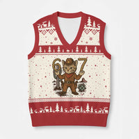 Funny Cowcat Six Seven Meme V-Neck Knit Sweater Vest Gen Alpha 67 Trend Gift - Wonder Print Shop