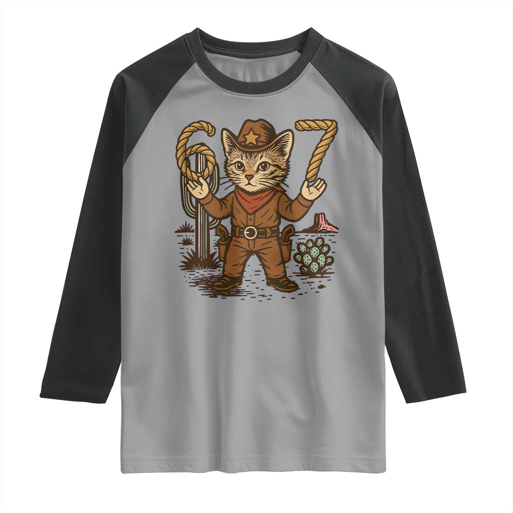 Funny Cowcat Six Seven Meme Raglan Shirt Gen Alpha 67 Trend Gift - Wonder Print Shop