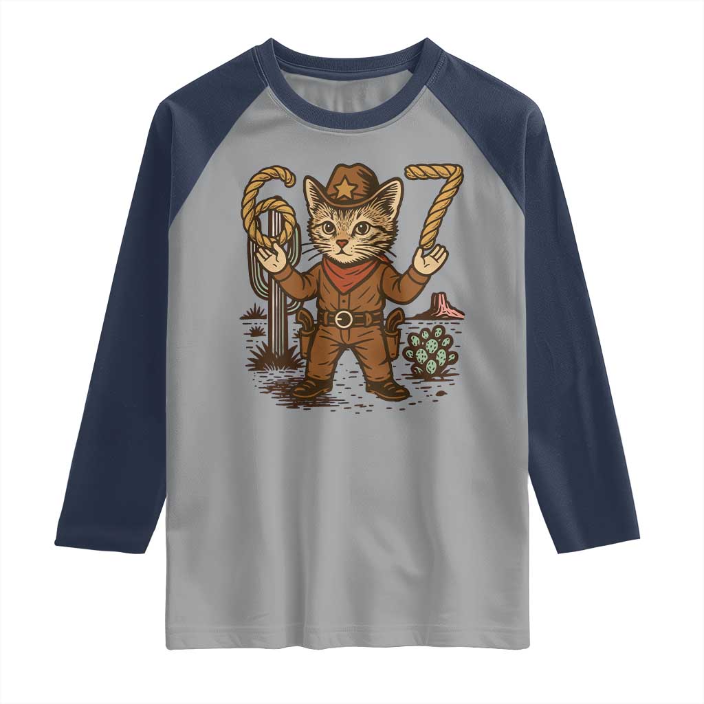Funny Cowcat Six Seven Meme Raglan Shirt Gen Alpha 67 Trend Gift - Wonder Print Shop