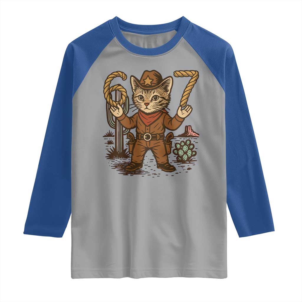 Funny Cowcat Six Seven Meme Raglan Shirt Gen Alpha 67 Trend Gift - Wonder Print Shop