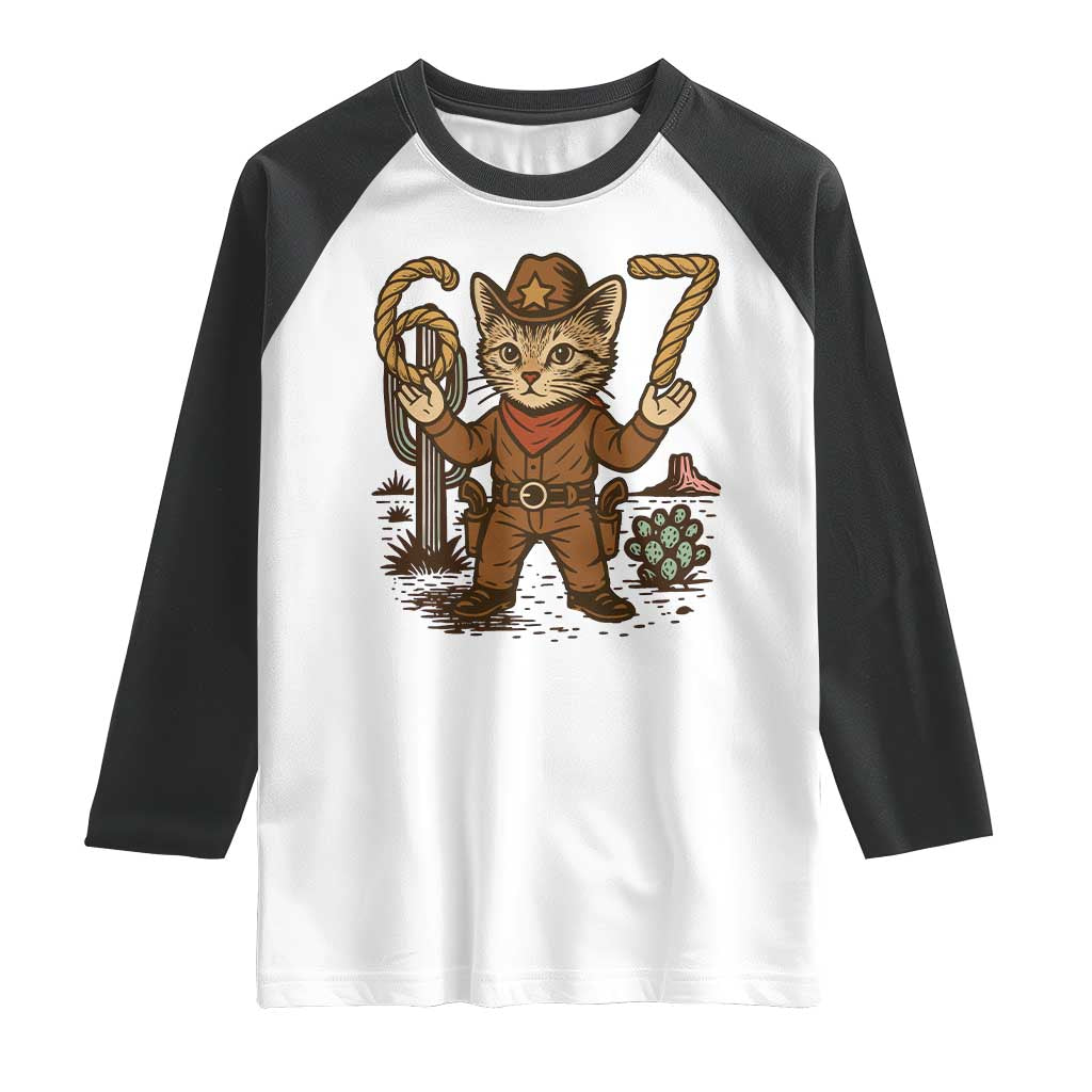 Funny Cowcat Six Seven Meme Raglan Shirt Gen Alpha 67 Trend Gift - Wonder Print Shop