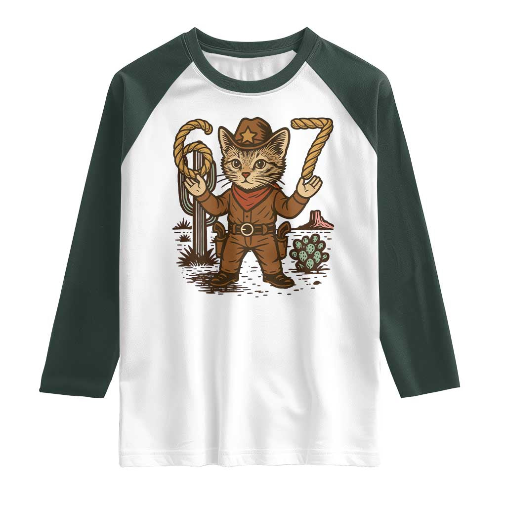 Funny Cowcat Six Seven Meme Raglan Shirt Gen Alpha 67 Trend Gift - Wonder Print Shop