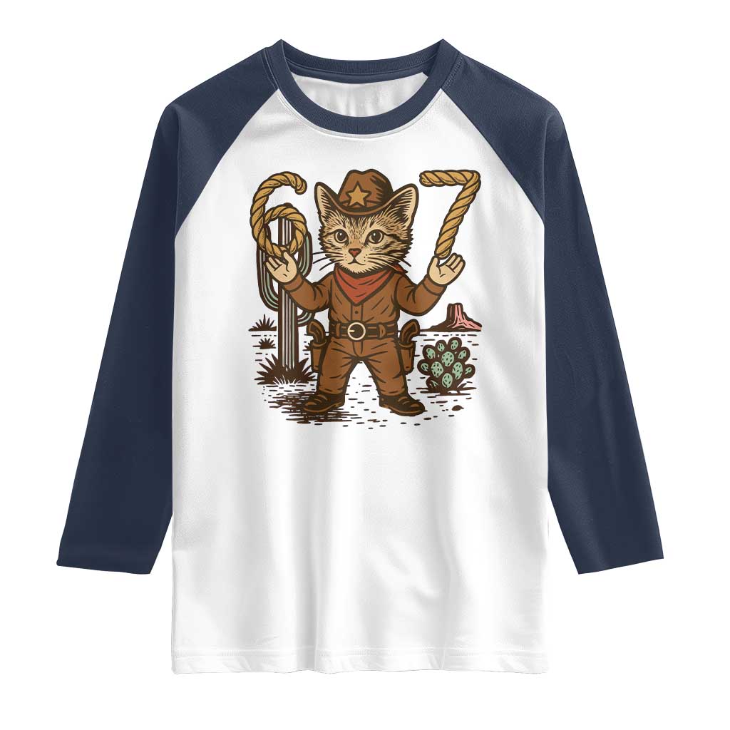Funny Cowcat Six Seven Meme Raglan Shirt Gen Alpha 67 Trend Gift - Wonder Print Shop