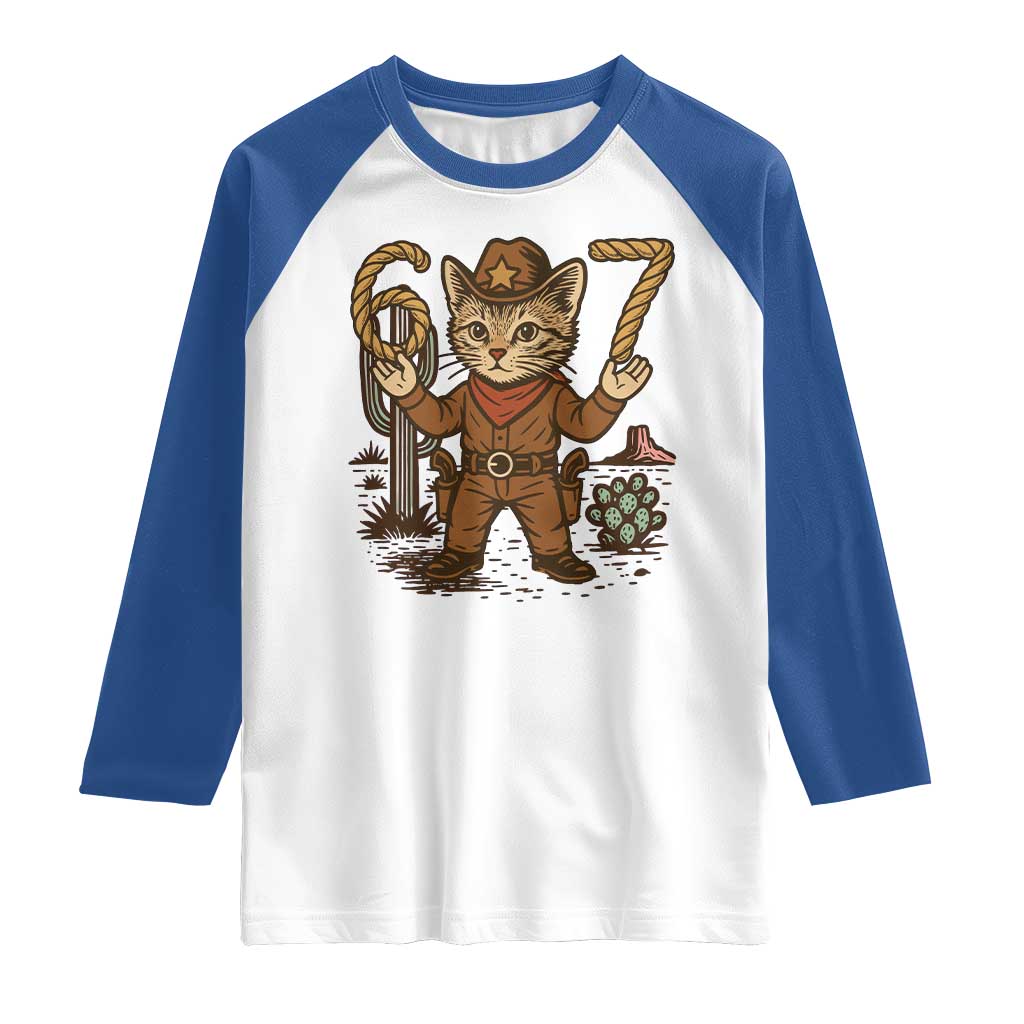 Funny Cowcat Six Seven Meme Raglan Shirt Gen Alpha 67 Trend Gift - Wonder Print Shop