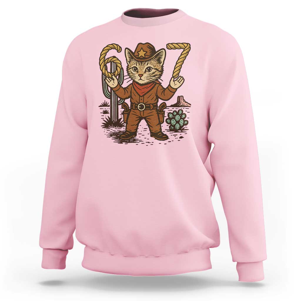 Funny Cowcat Six Seven Meme Sweatshirt Gen Alpha 67 Trend Gift - Wonder Print Shop