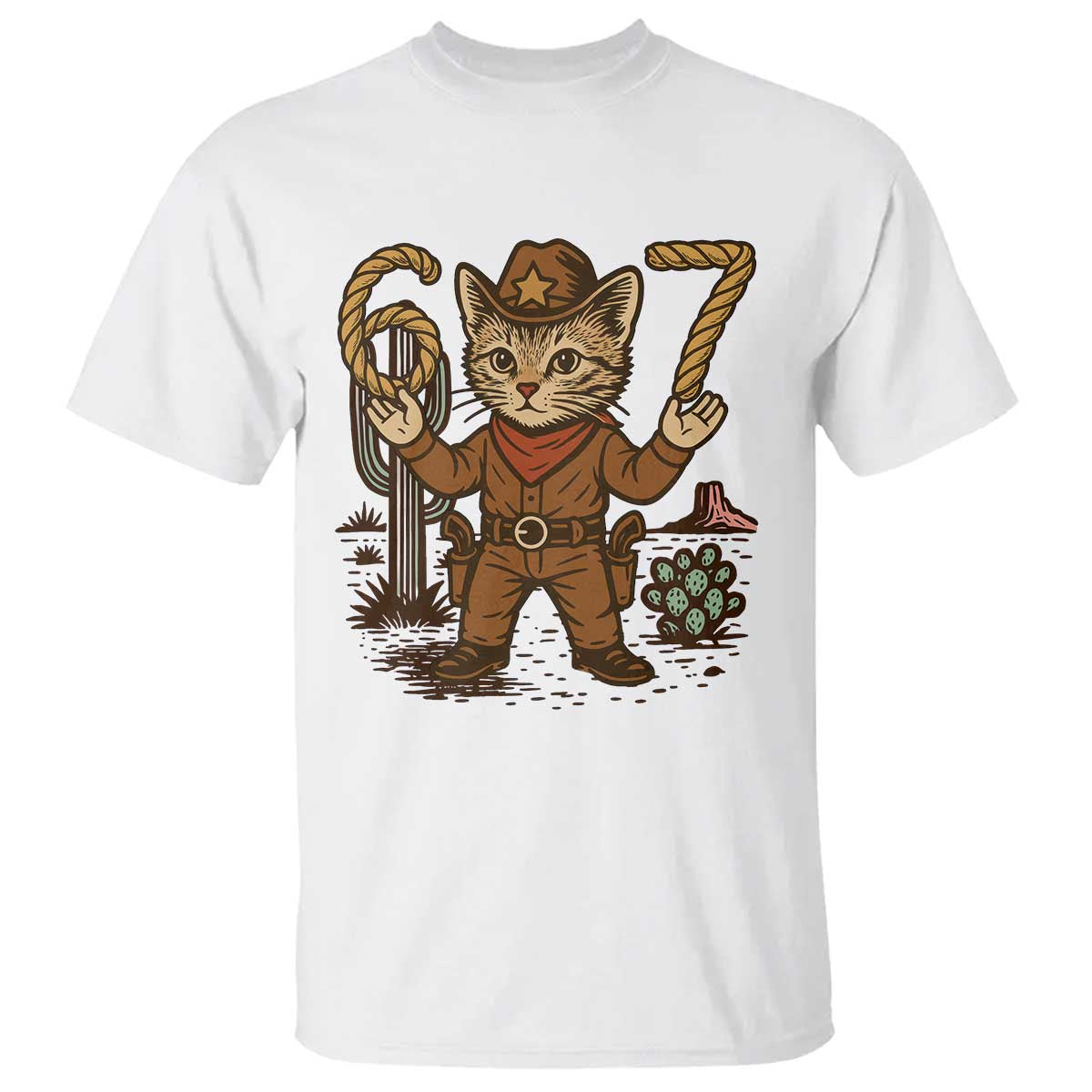 Funny Cowcat Six Seven Meme T Shirt Gen Alpha 67 Trend Gift - Wonder Print Shop