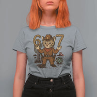 Funny Cowcat Six Seven Meme T Shirt For Women Gen Alpha 67 Trend Gift - Wonder Print Shop