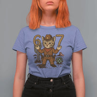Funny Cowcat Six Seven Meme T Shirt For Women Gen Alpha 67 Trend Gift - Wonder Print Shop