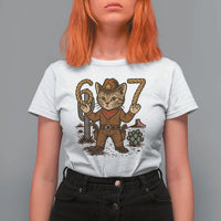 Funny Cowcat Six Seven Meme T Shirt For Women Gen Alpha 67 Trend Gift - Wonder Print Shop