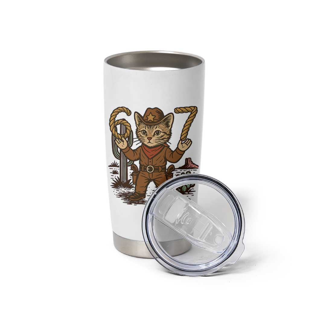 Funny Cowcat Six Seven Meme Tumbler Cup Gen Alpha 67 Trend Gift - Wonder Print Shop