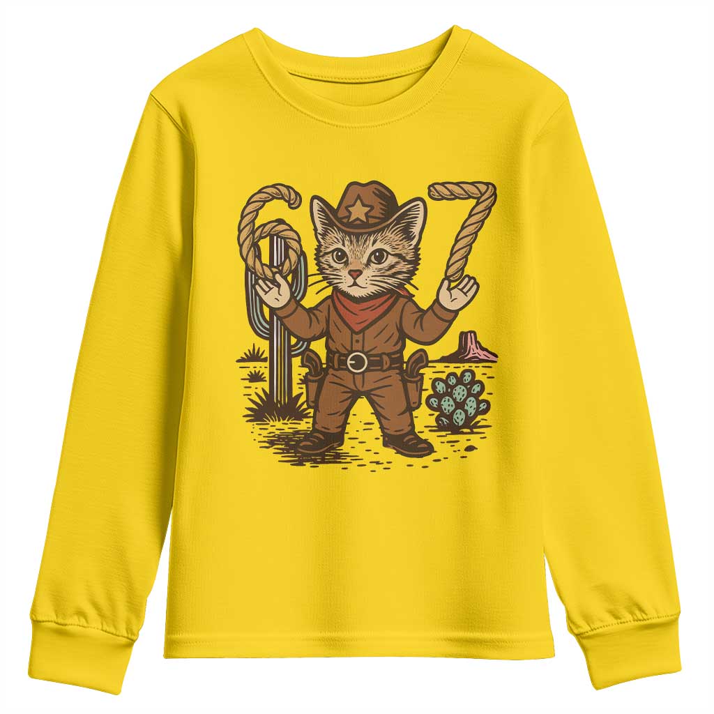 Funny Cowcat Six Seven Meme Youth Sweatshirt Gen Alpha 67 Trend Gift - Wonder Print Shop