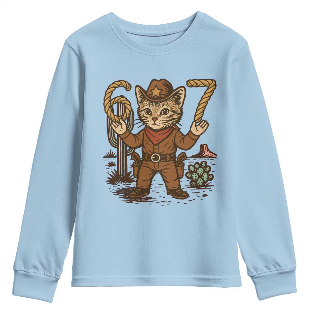 Funny Cowcat Six Seven Meme Youth Sweatshirt Gen Alpha 67 Trend Gift - Wonder Print Shop