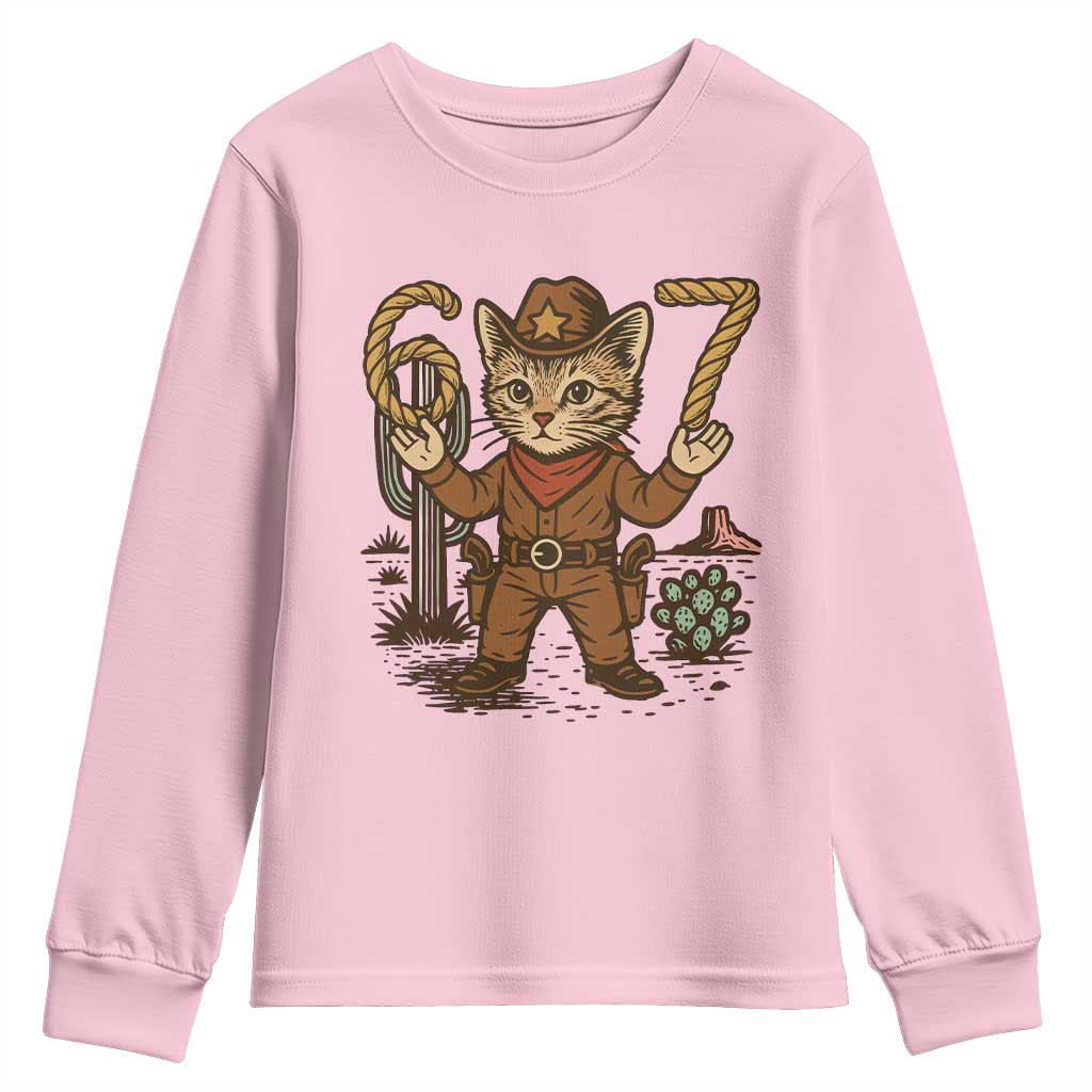 Funny Cowcat Six Seven Meme Youth Sweatshirt Gen Alpha 67 Trend Gift - Wonder Print Shop