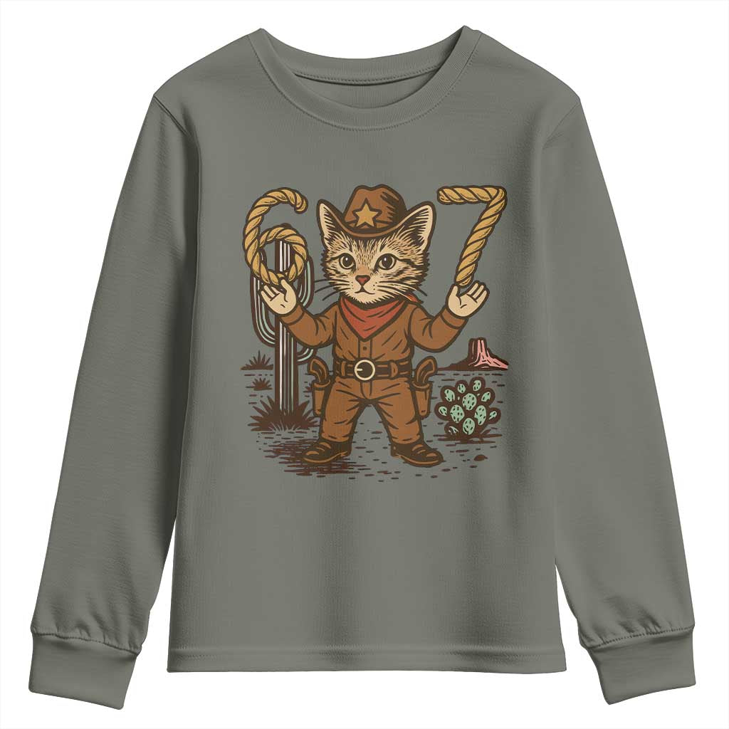 Funny Cowcat Six Seven Meme Youth Sweatshirt Gen Alpha 67 Trend Gift - Wonder Print Shop