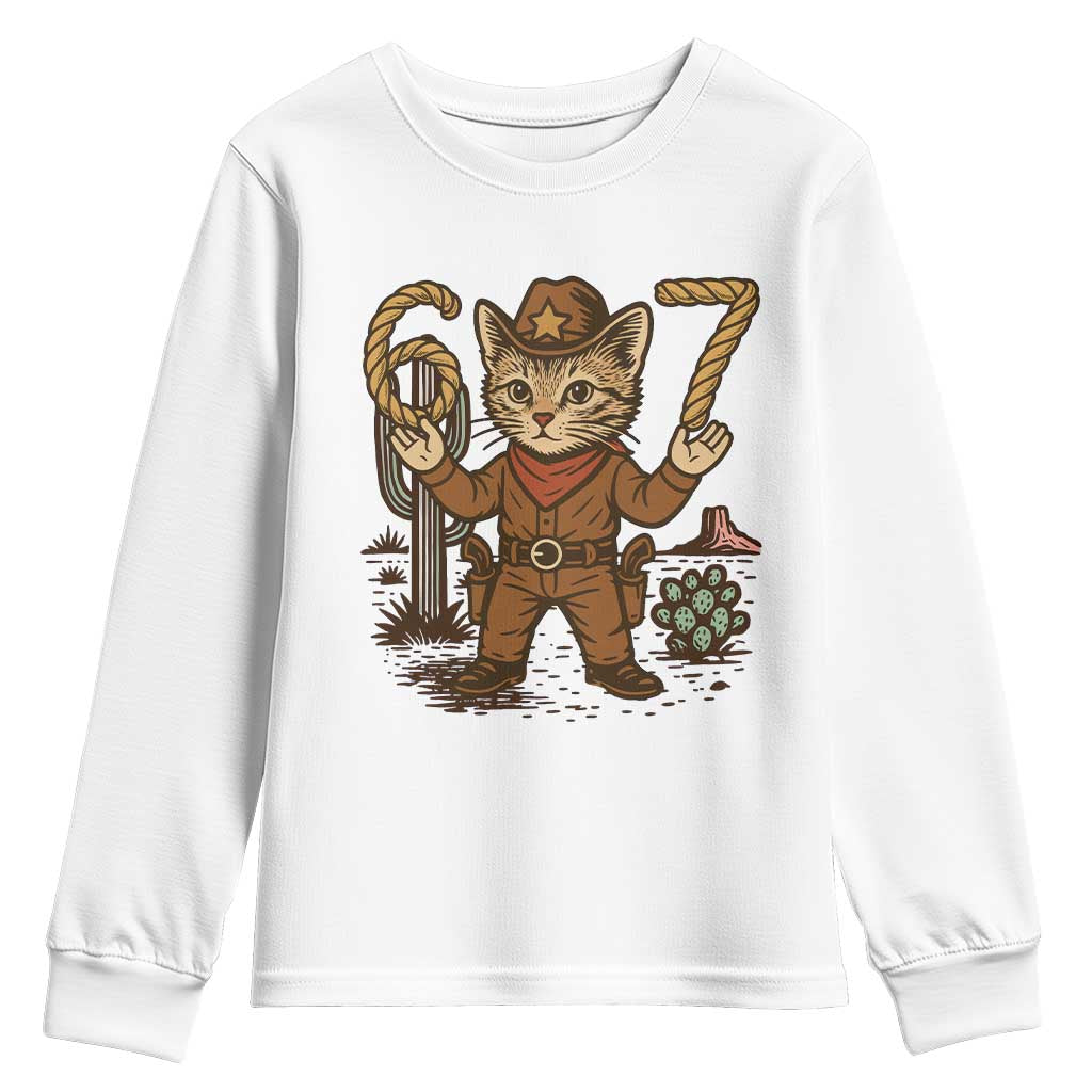 Funny Cowcat Six Seven Meme Youth Sweatshirt Gen Alpha 67 Trend Gift - Wonder Print Shop