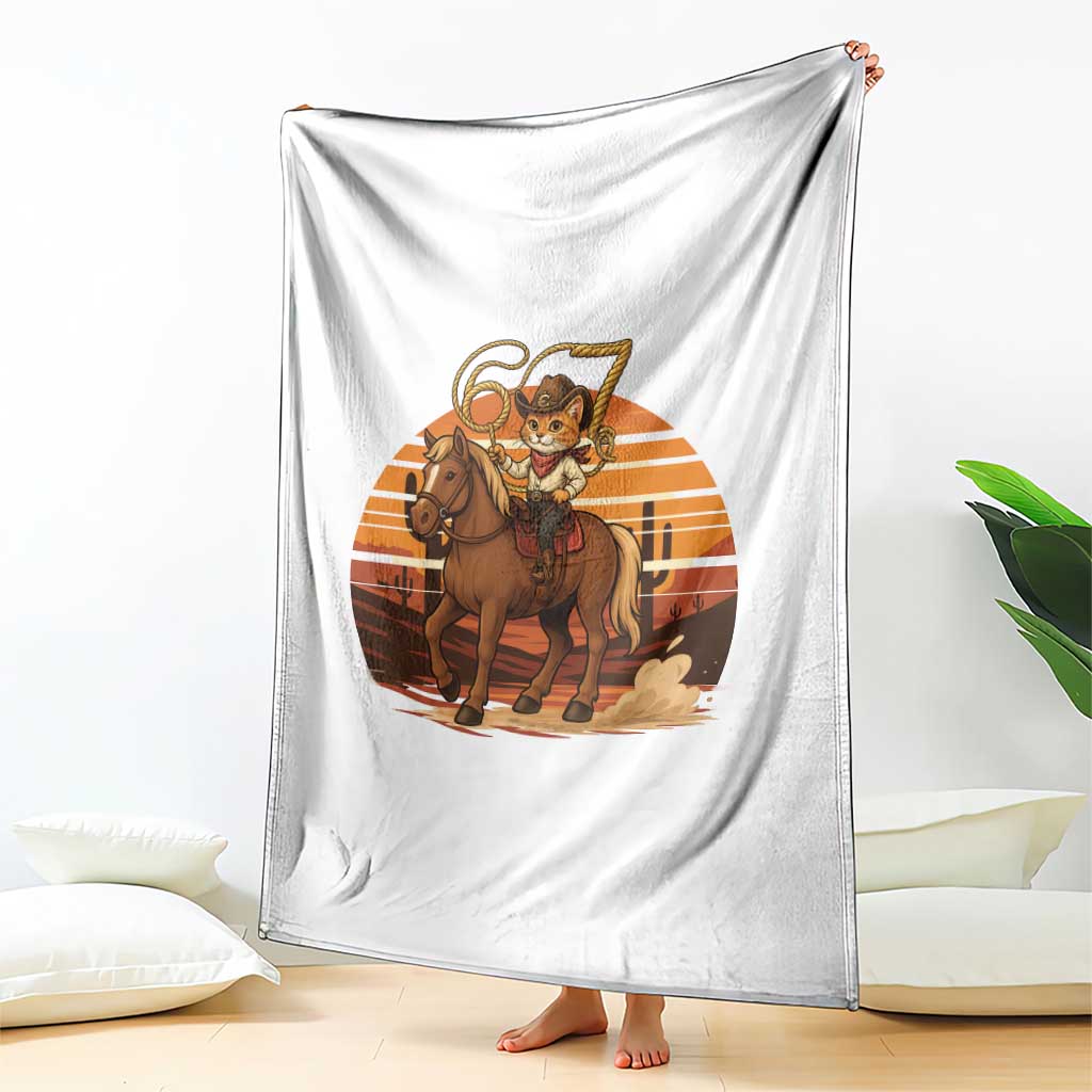 Funny Cowcat Six Seven Meme Throw Blanket Western 67 Trend Gift - Wonder Print Shop