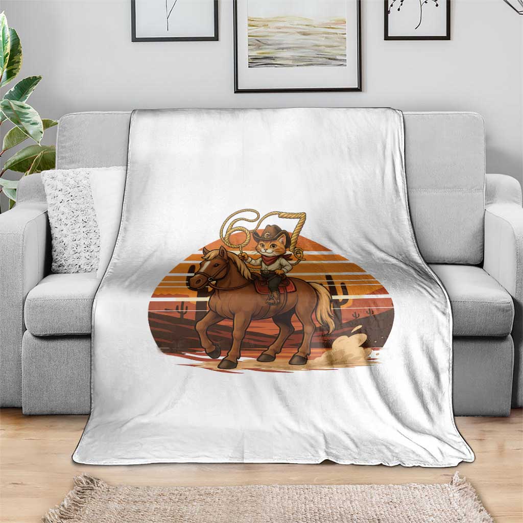 Funny Cowcat Six Seven Meme Throw Blanket Western 67 Trend Gift - Wonder Print Shop