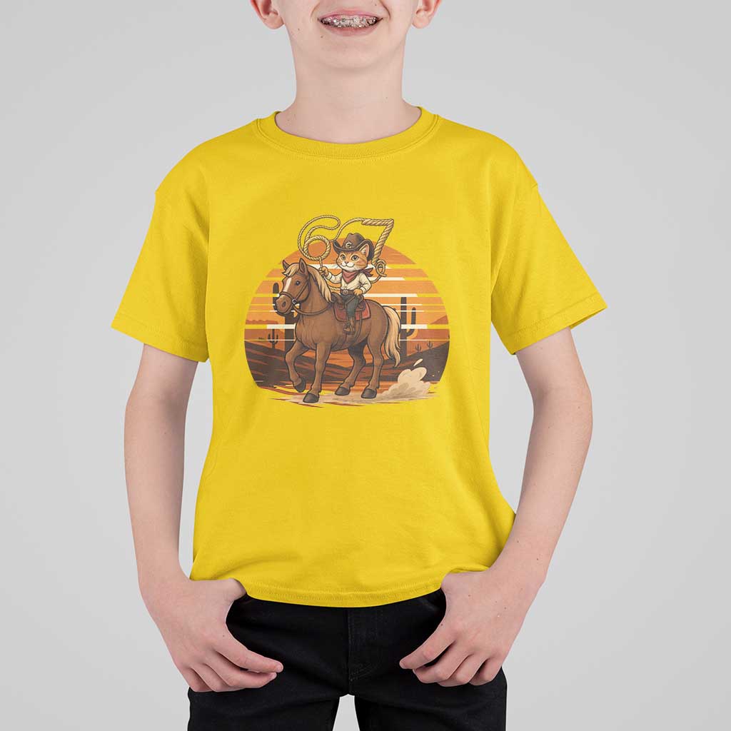 Funny Cowcat Six Seven Meme T Shirt For Kid Western 67 Trend Gift - Wonder Print Shop