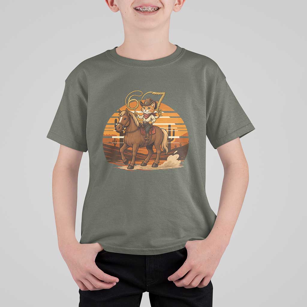 Funny Cowcat Six Seven Meme T Shirt For Kid Western 67 Trend Gift - Wonder Print Shop