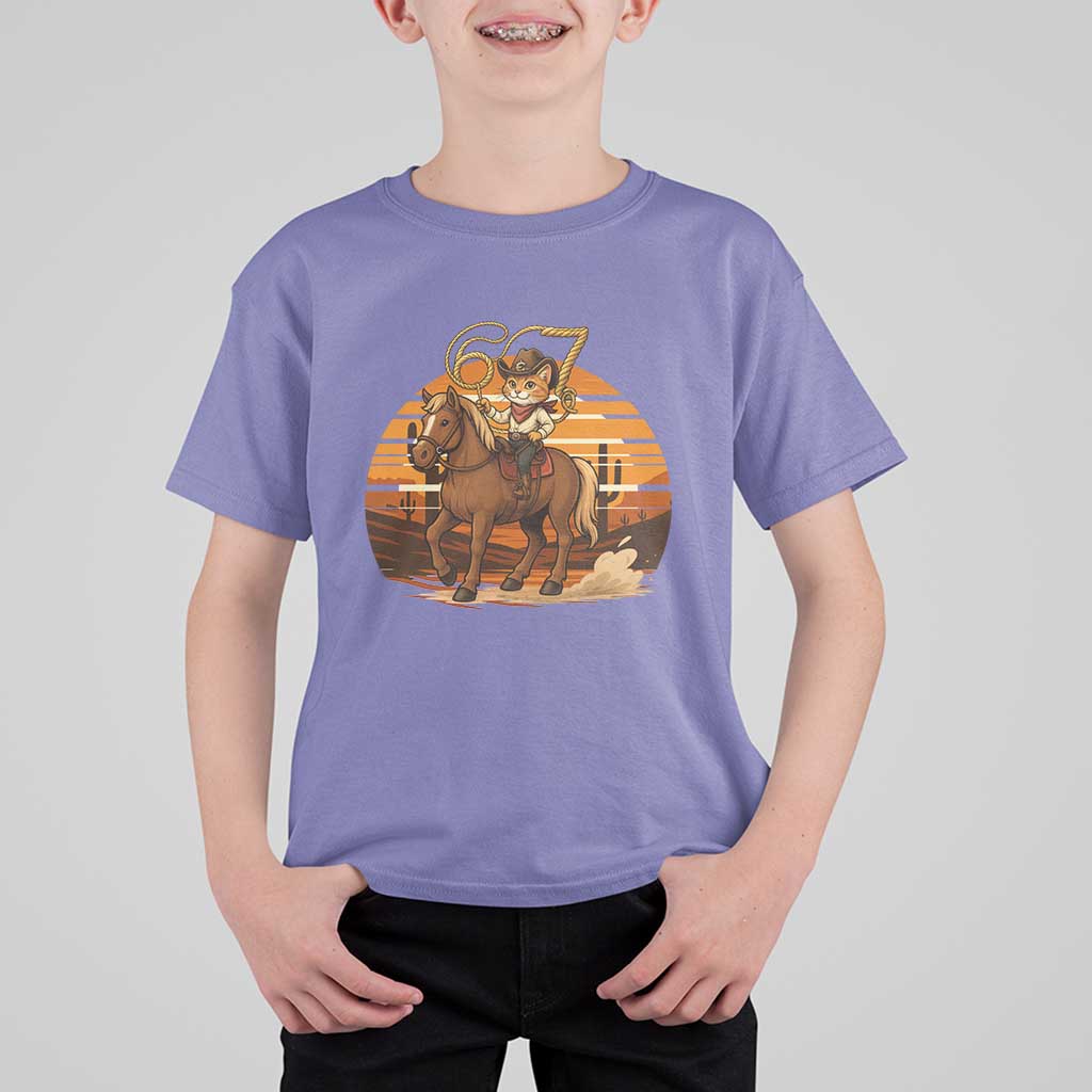 Funny Cowcat Six Seven Meme T Shirt For Kid Western 67 Trend Gift - Wonder Print Shop
