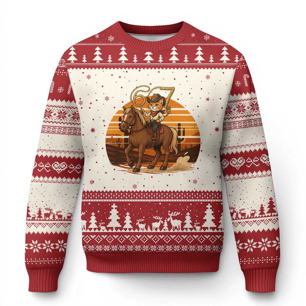 Funny Cowcat Six Seven Meme Ugly Christmas Sweater Western 67 Trend Gift - Wonder Print Shop