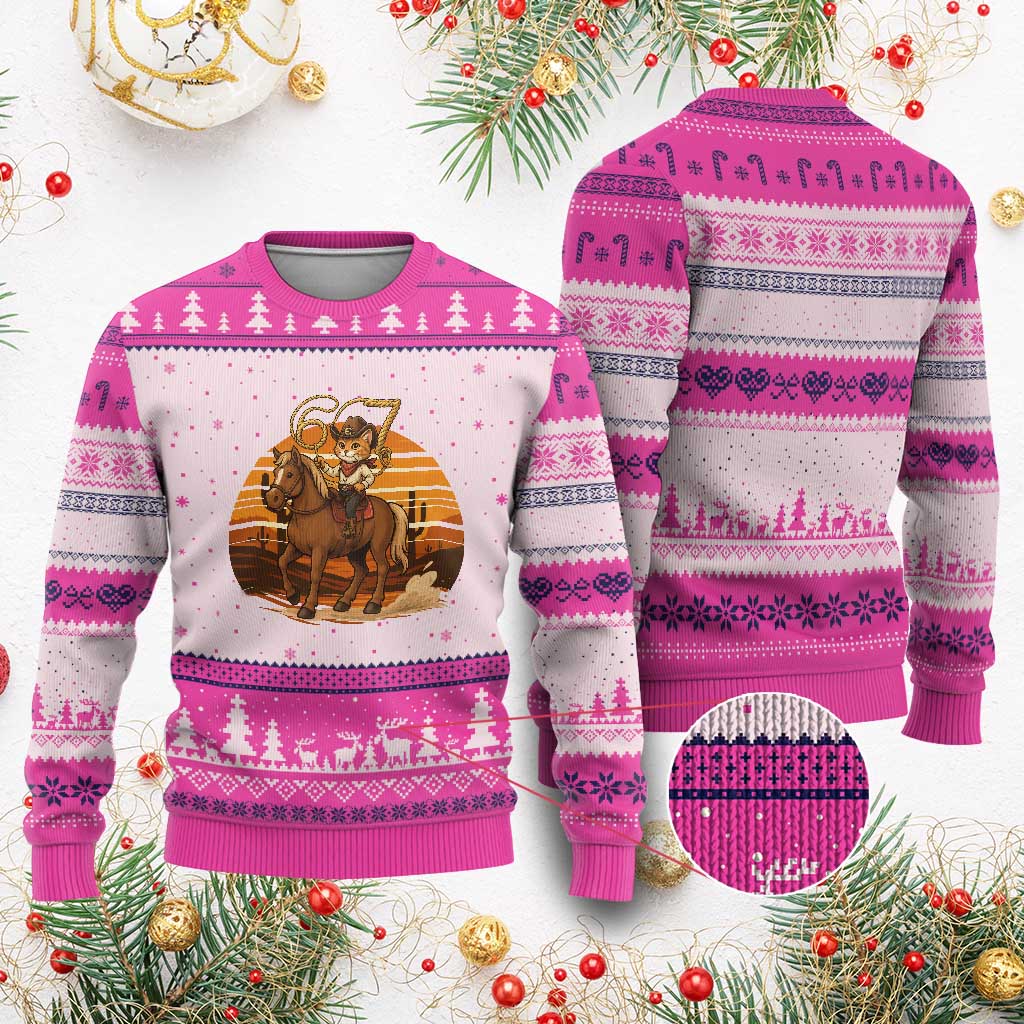 Funny Cowcat Six Seven Meme Ugly Christmas Sweater Western 67 Trend Gift - Wonder Print Shop