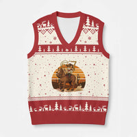 Funny Cowcat Six Seven Meme V-Neck Knit Sweater Vest Western 67 Trend Gift - Wonder Print Shop