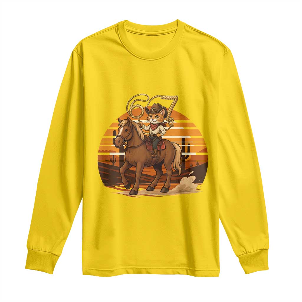 Funny Cowcat Six Seven Meme Long Sleeve Shirt Western 67 Trend Gift - Wonder Print Shop