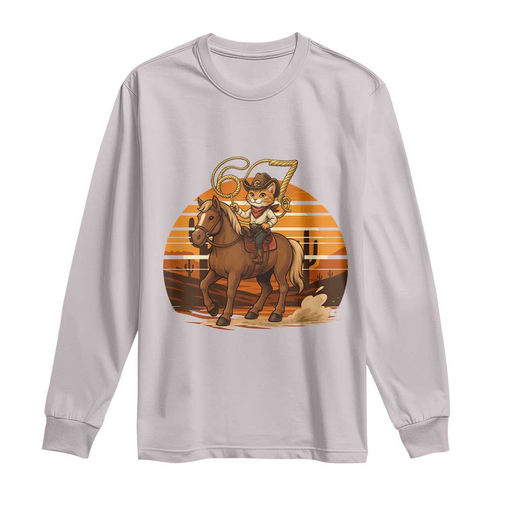 Funny Cowcat Six Seven Meme Long Sleeve Shirt Western 67 Trend Gift - Wonder Print Shop