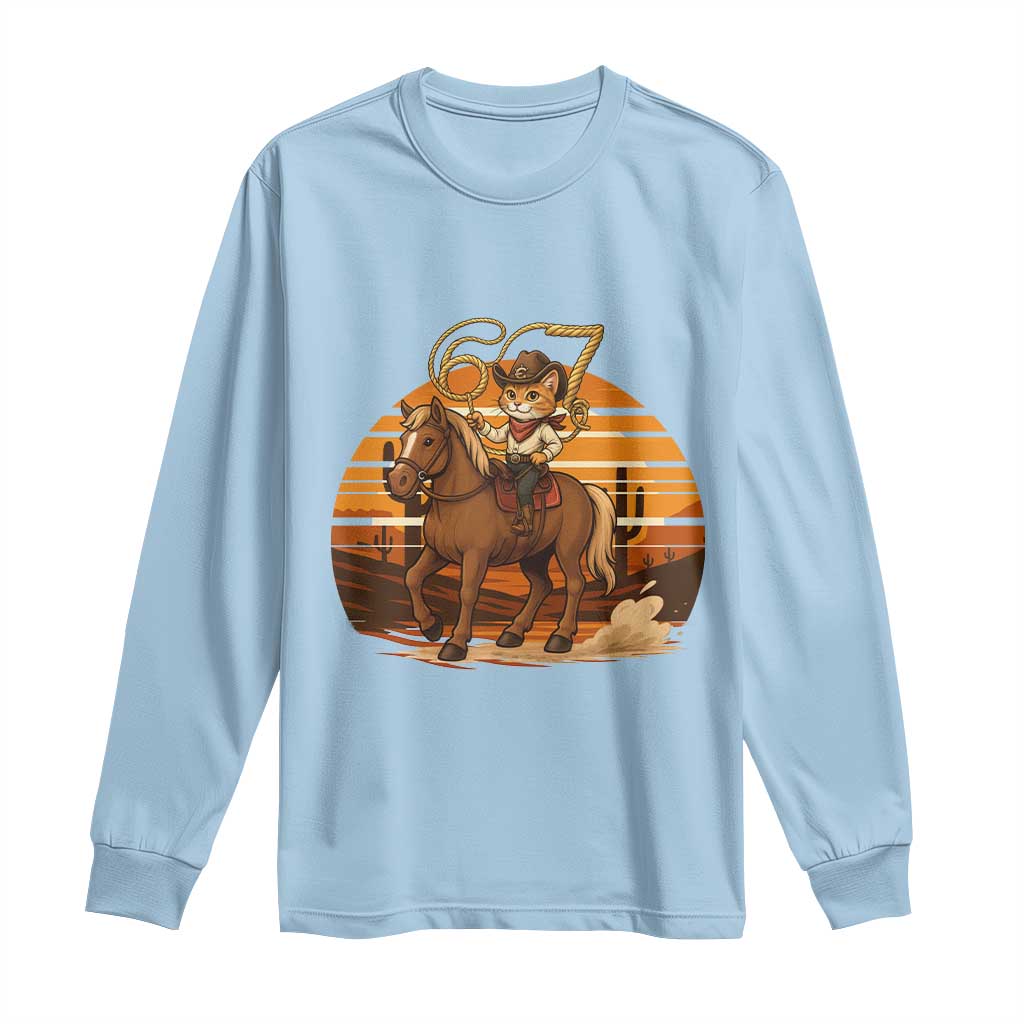 Funny Cowcat Six Seven Meme Long Sleeve Shirt Western 67 Trend Gift - Wonder Print Shop