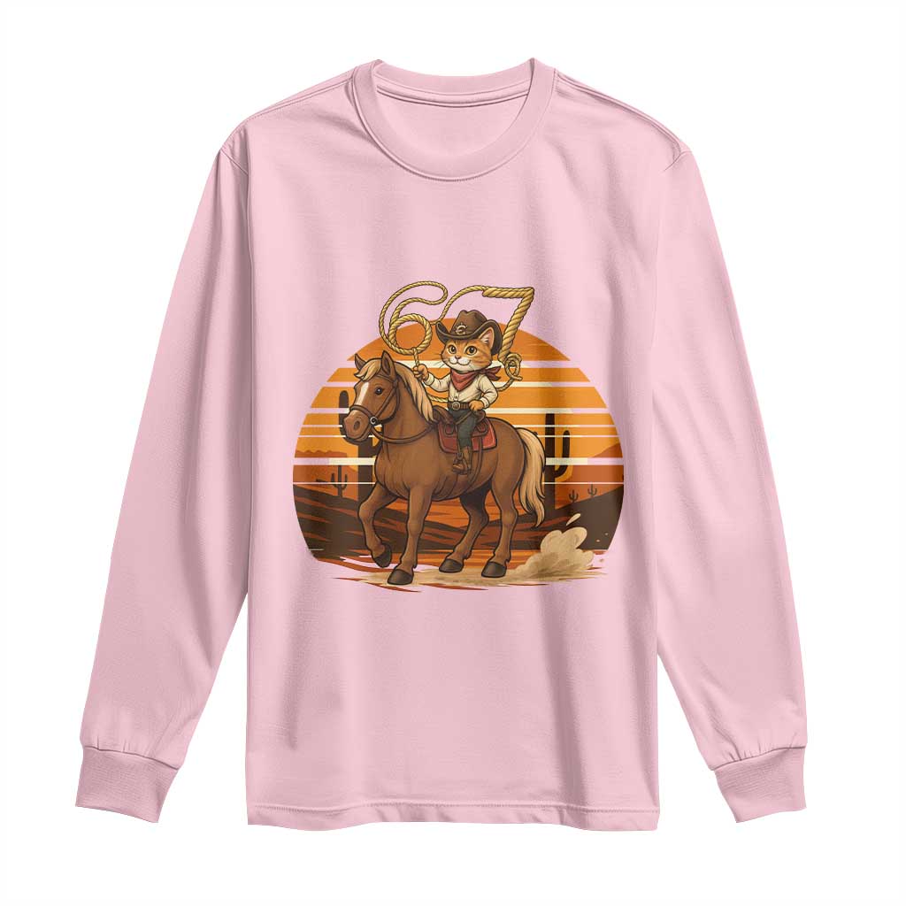 Funny Cowcat Six Seven Meme Long Sleeve Shirt Western 67 Trend Gift - Wonder Print Shop