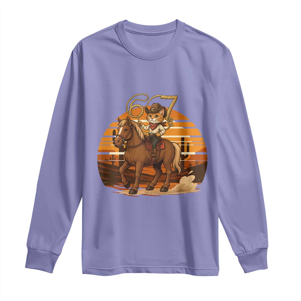 Funny Cowcat Six Seven Meme Long Sleeve Shirt Western 67 Trend Gift - Wonder Print Shop