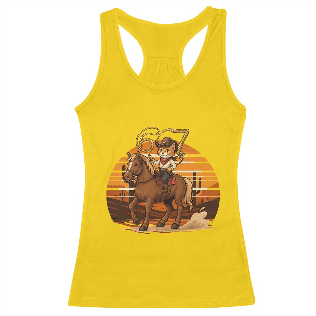 Funny Cowcat Six Seven Meme Racerback Tank Top Western 67 Trend Gift - Wonder Print Shop