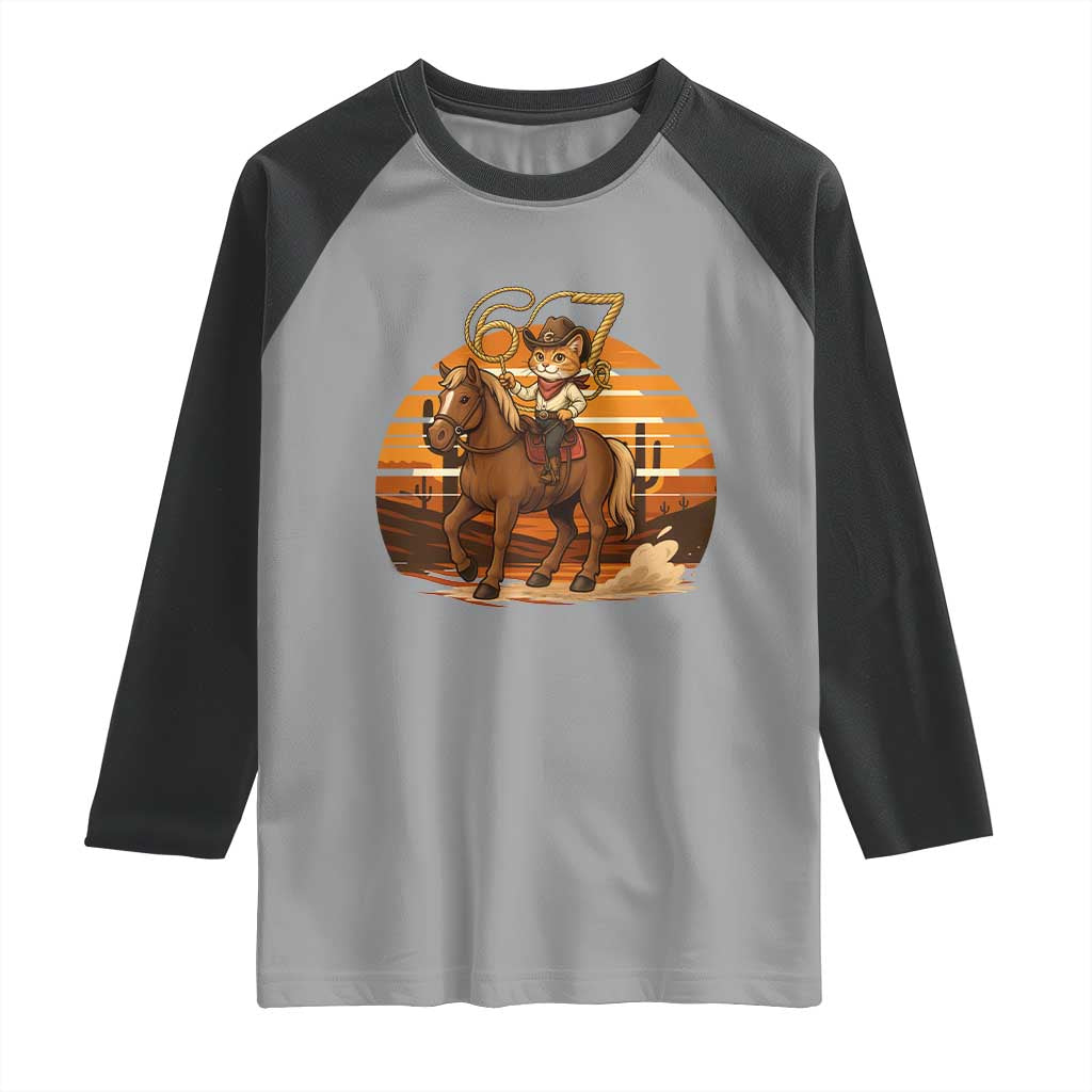 Funny Cowcat Six Seven Meme Raglan Shirt Western 67 Trend Gift - Wonder Print Shop