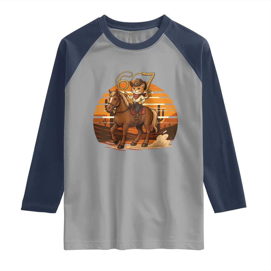 Funny Cowcat Six Seven Meme Raglan Shirt Western 67 Trend Gift - Wonder Print Shop