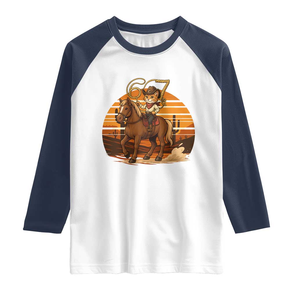 Funny Cowcat Six Seven Meme Raglan Shirt Western 67 Trend Gift - Wonder Print Shop