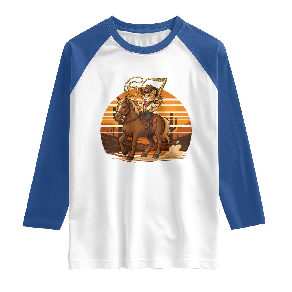 Funny Cowcat Six Seven Meme Raglan Shirt Western 67 Trend Gift - Wonder Print Shop