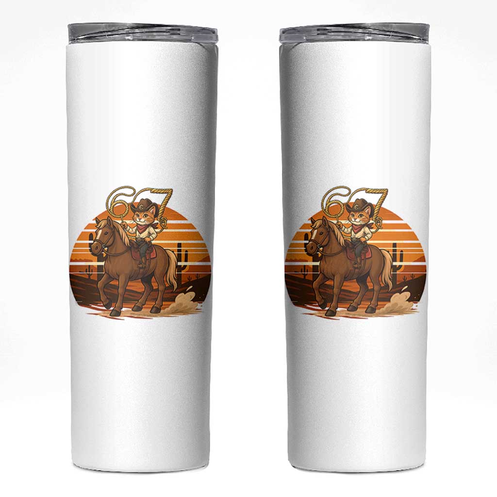 Funny Cowcat Six Seven Meme Skinny Tumbler Western 67 Trend Gift - Wonder Print Shop
