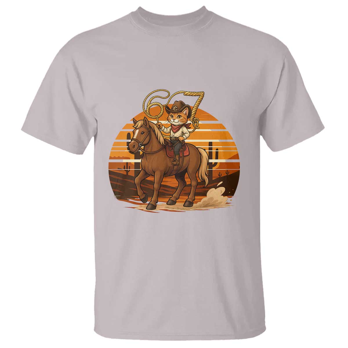 Funny Cowcat Six Seven Meme T Shirt Western 67 Trend Gift - Wonder Print Shop