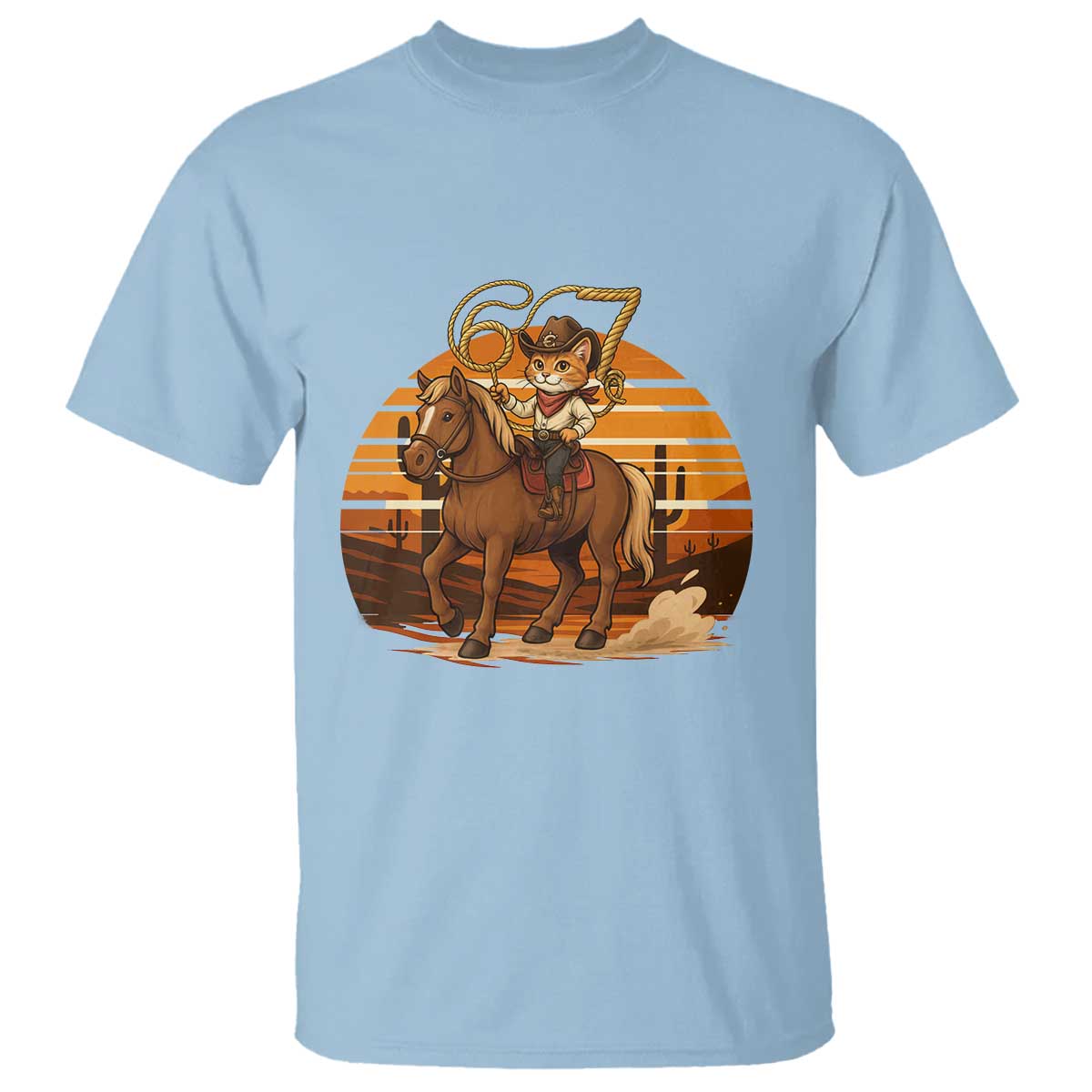 Funny Cowcat Six Seven Meme T Shirt Western 67 Trend Gift - Wonder Print Shop