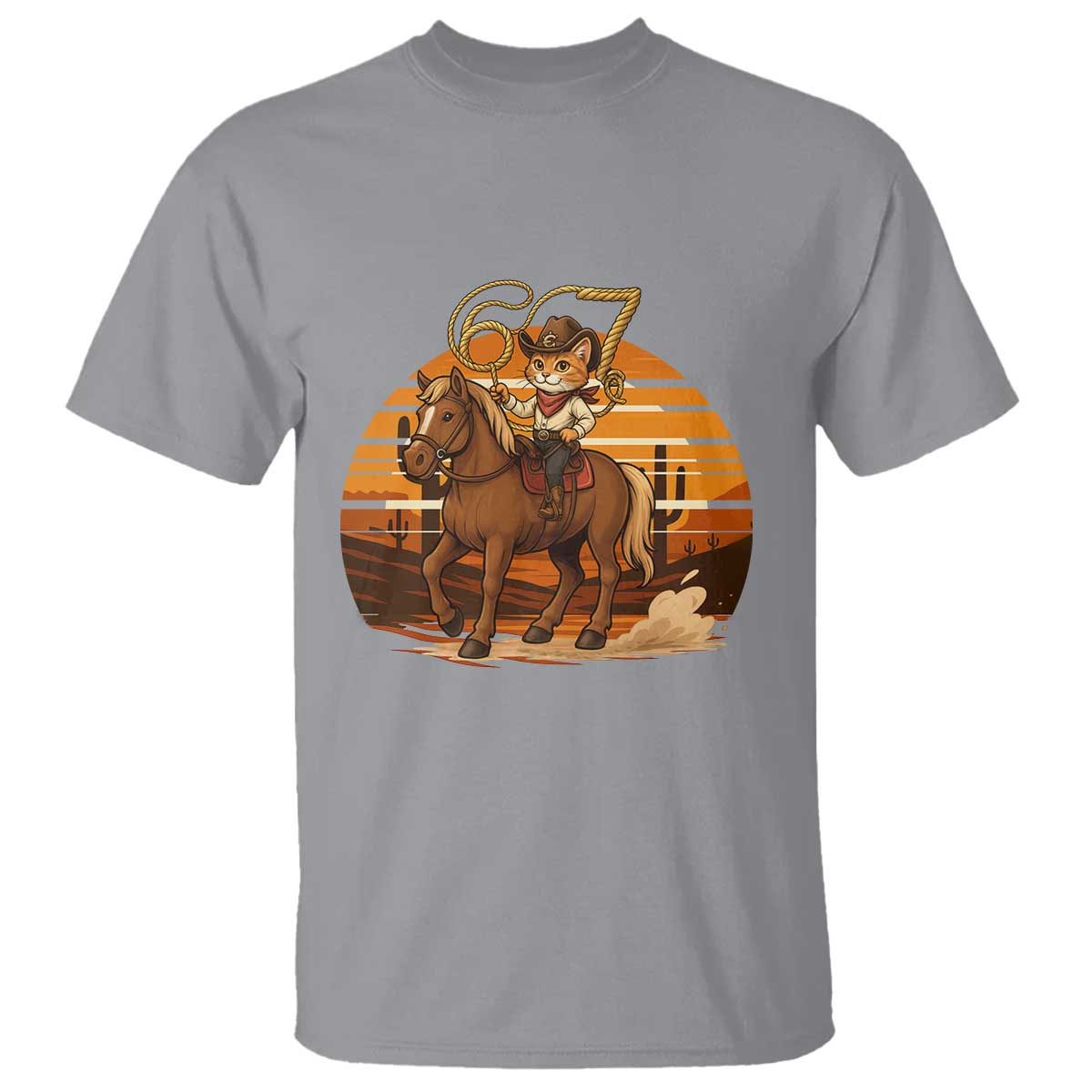 Funny Cowcat Six Seven Meme T Shirt Western 67 Trend Gift - Wonder Print Shop