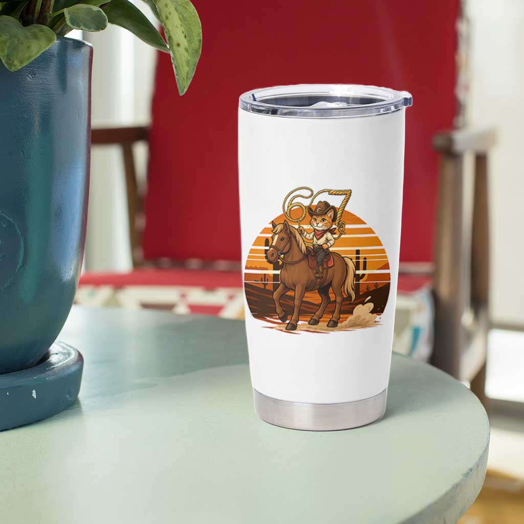 Funny Cowcat Six Seven Meme Tumbler Cup Western 67 Trend Gift - Wonder Print Shop