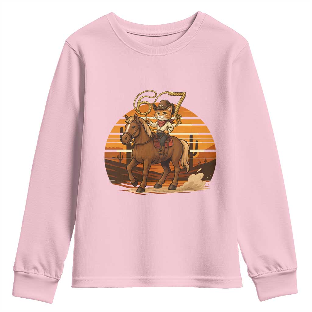 Funny Cowcat Six Seven Meme Youth Sweatshirt Western 67 Trend Gift - Wonder Print Shop