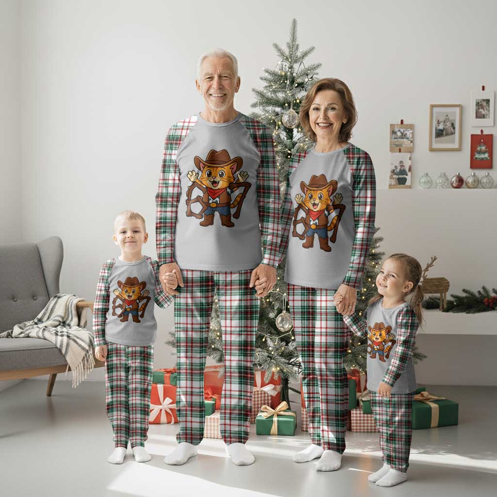 Funny Six Seven Meme Cowcat Plaid Pajama Set Gen Alpha Slang Gift - Wonder Print Shop