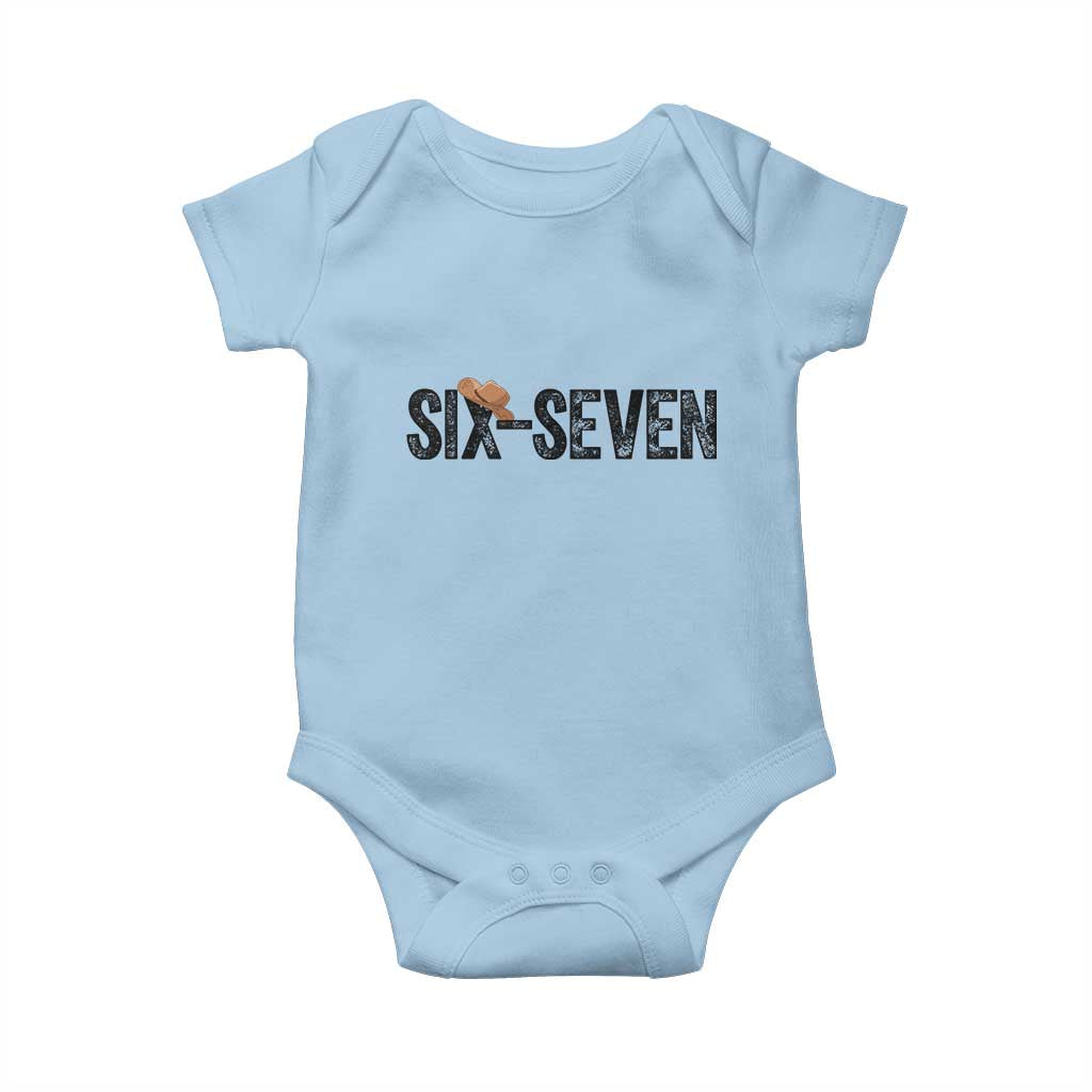 Six Seven Meme Gen Alpha Cowboy Hat Baby Onesie Funny Western Gift - Wonder Print Shop